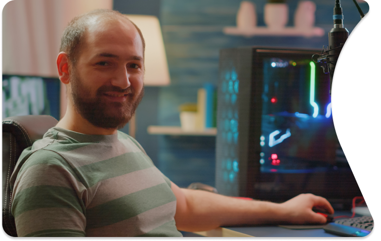 Customer support representative helping customers