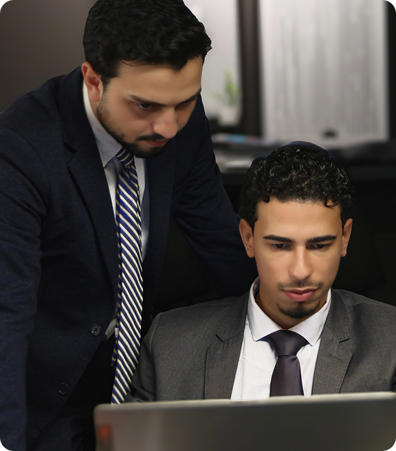 Customer support representative helping customers