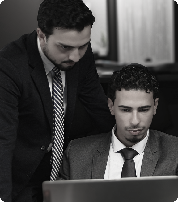 Customer support representative helping customers